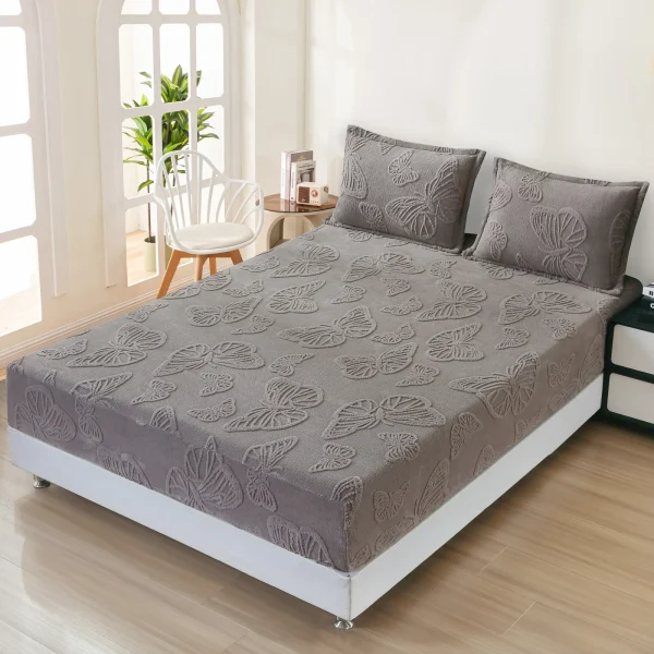 Set de lenjerie de pat plush embosată Gri